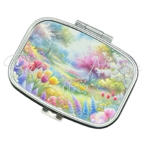 Pill Box Accessories - Floral Valley Multi-Use Mirrored Pill Box Container